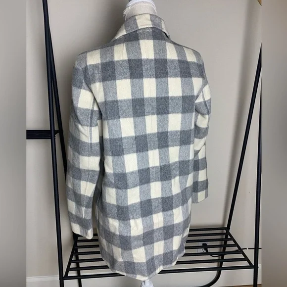 Theory Sileena Wool Cashmere Buffalo Plaid Open Coat Size Small